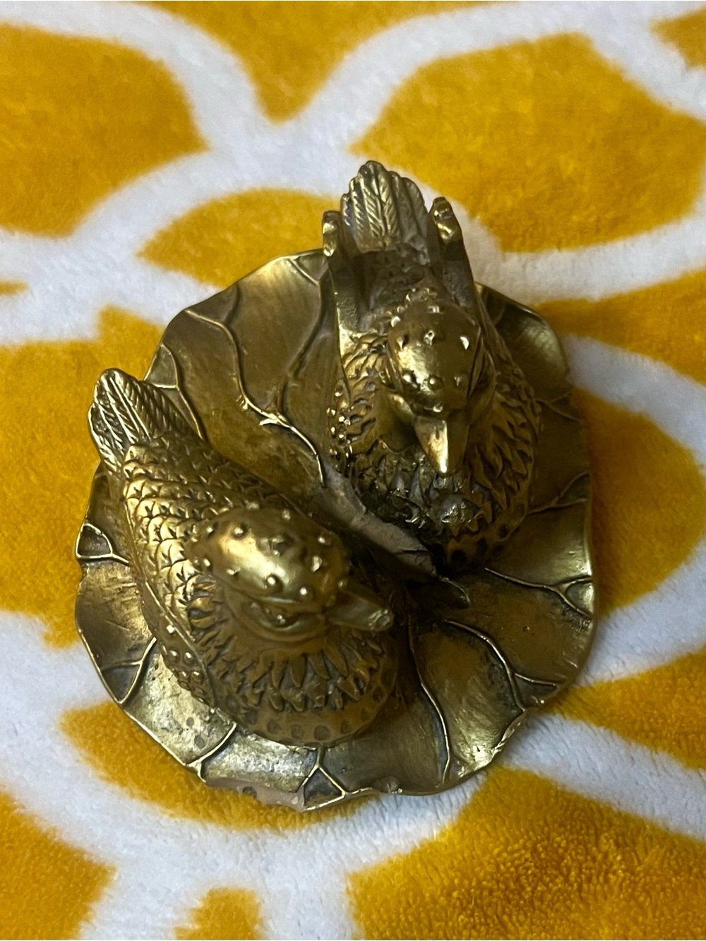 Brass Duck Pair Decorative Accent - Gold Finish